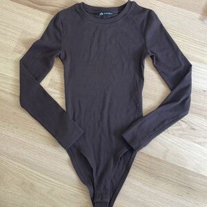 Zara Brown Ribbed Body Suit